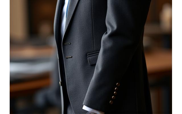 Impeccably draped custom-tailored suit on a mannequin.